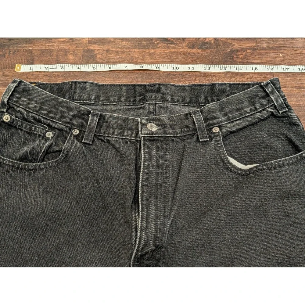 Vintage Black Denim Jeans Mens 33x32 Black Straight Leg Zip Fly‎ Made in USA 90s